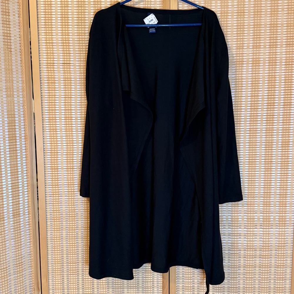 FADE Womens XL Black Open Front Draped Cardigan Longline Jersey Knit‎ Whimsigoth
